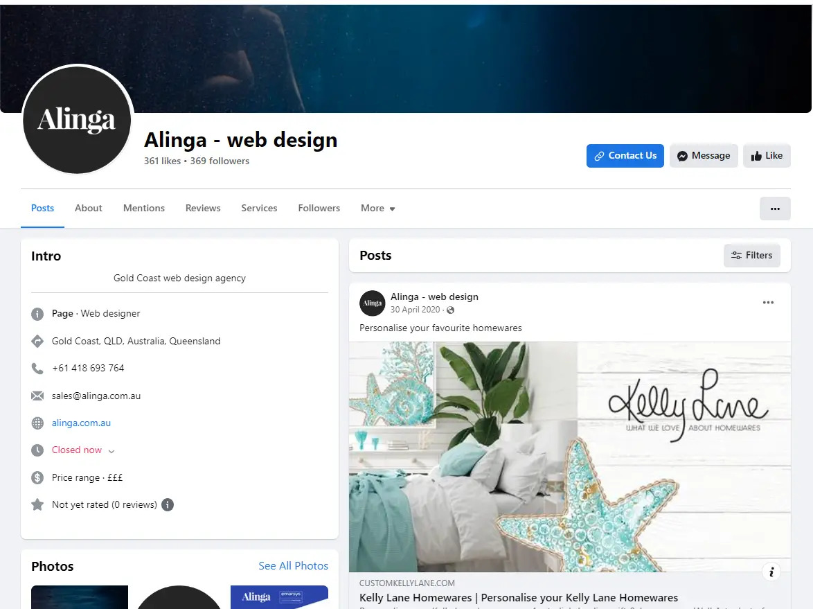 custom facebook page