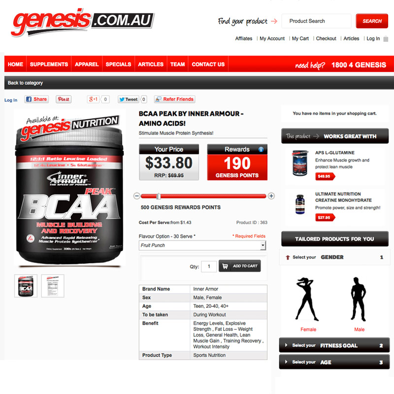 Genesis Nutrition eCommerce website Sports - 4